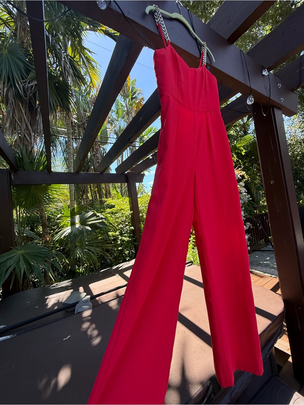 Lilly Pulitzer Zemira Chain Strap Wide-Leg Jumpsuit Amaryllis Red - Size 2